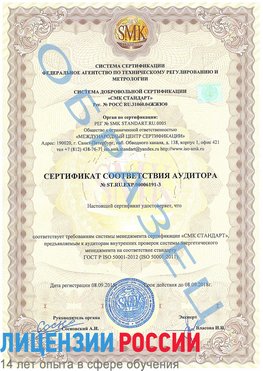 Образец сертификата соответствия аудитора №ST.RU.EXP.00006191-3 Лысьва Сертификат ISO 50001